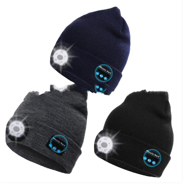 Gorro Auricular Bluetooth con LED Luminoso y Música Inalámbrica