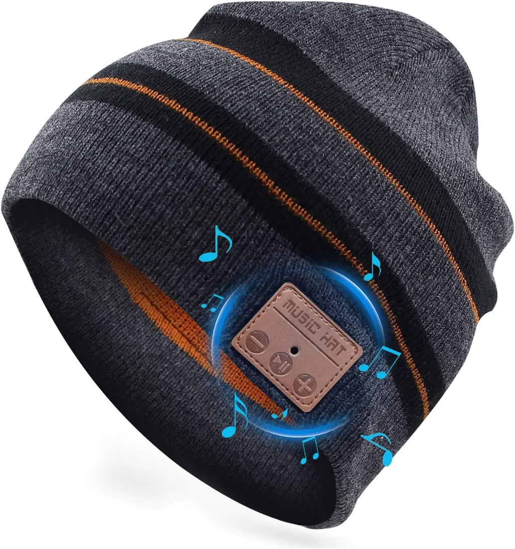 Gorro ChenFec Inalámbrico Bluetooth Unisex de Punto, Sombrero Cálido Musical de Invierno con Auriculares Incorporados, Altavoz Estéreo Manos Libres para Deportes al Aire Libre, Regalos, Marrón