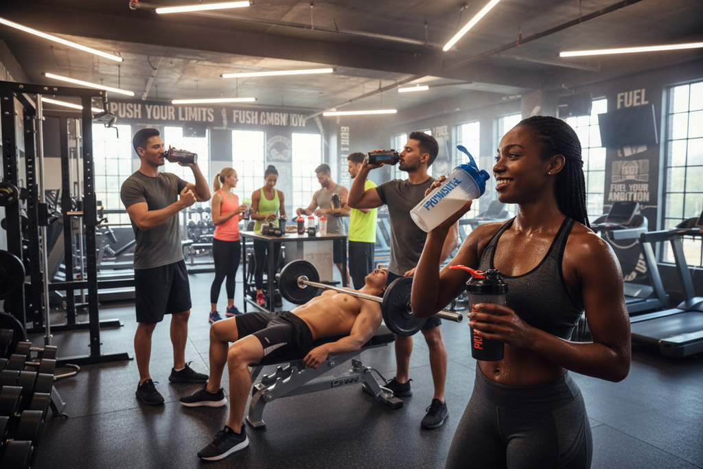 GENTE EN LOS GIMNASIOS USANDO NUESTRA PROTEINA